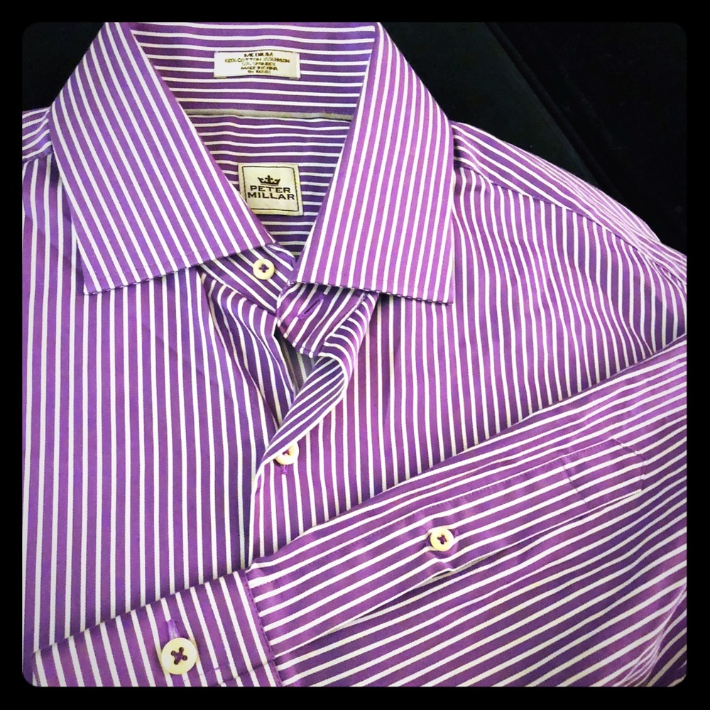 Peter Miller M Button Down Lavender & White